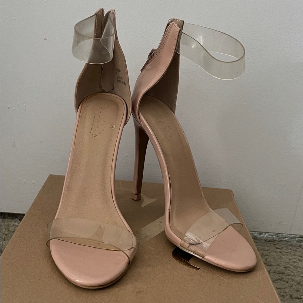 Charlotte Russe Blush Pink Stiletto Heels with Clear Straps